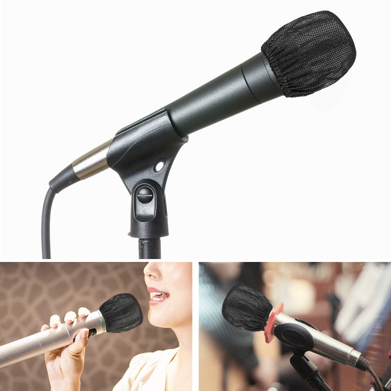 buluker 200 Pcs Disposable Microphone Cover Non-Woven Handheld Microphone Windscreen Protective Cap for Recording Room, KTV and Any Shared Environment (Black) - Image 5